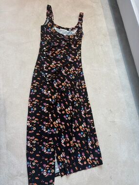 Paco Rabanne Black Maxi Dress with Multicolor Floral Print